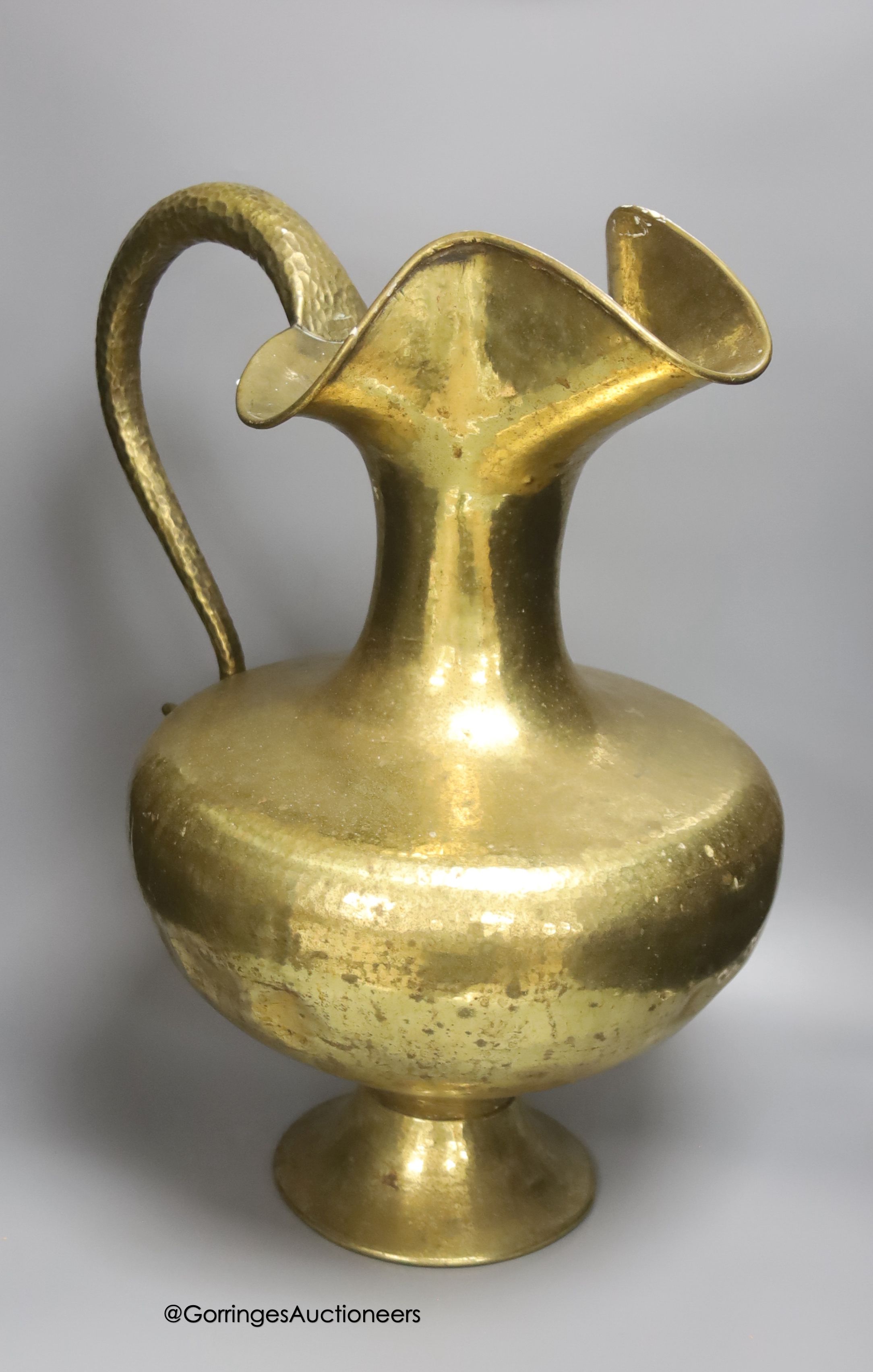 A large Italian lacquered brass ewer, height 56cm